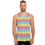 Rainbow Chevron Pattern Print Men's Tank Top