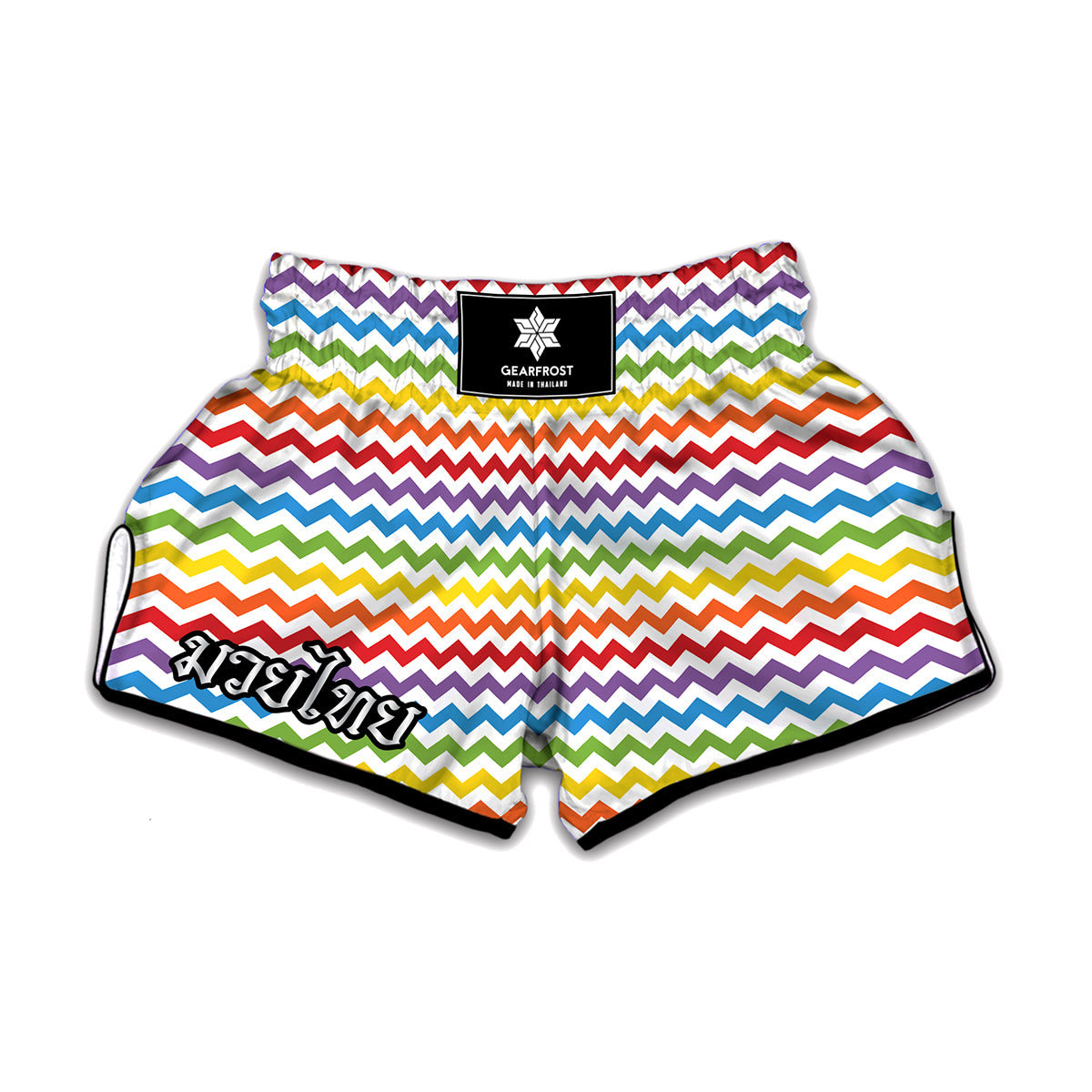 Rainbow Chevron Pattern Print Muay Thai Boxing Shorts