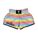 Rainbow Chevron Pattern Print Muay Thai Boxing Shorts