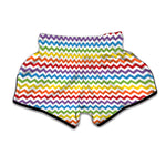 Rainbow Chevron Pattern Print Muay Thai Boxing Shorts