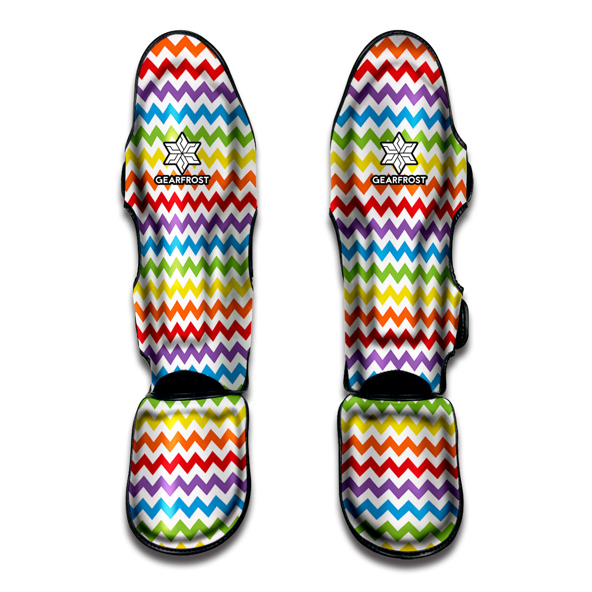 Rainbow Chevron Pattern Print Muay Thai Shin Guard
