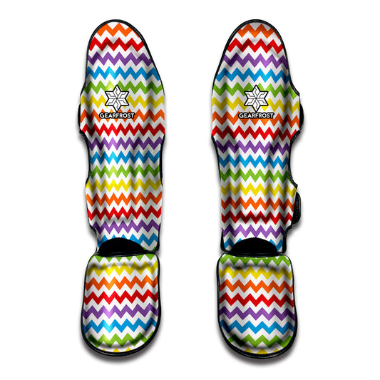 Rainbow Chevron Pattern Print Muay Thai Shin Guard
