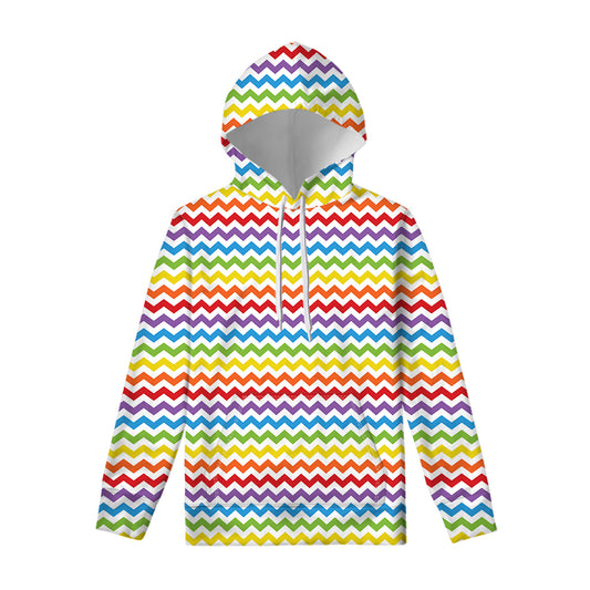 Rainbow Chevron Pattern Print Pullover Hoodie