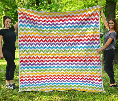 Rainbow Chevron Pattern Print Quilt