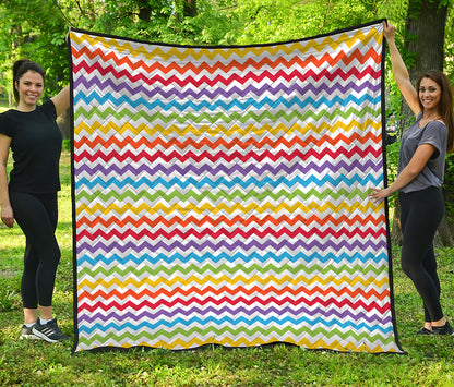 Rainbow Chevron Pattern Print Quilt