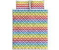 Rainbow Chevron Pattern Print Quilt Bed Set