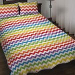 Rainbow Chevron Pattern Print Quilt Bed Set
