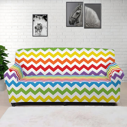 Rainbow Chevron Pattern Print Sofa Cover