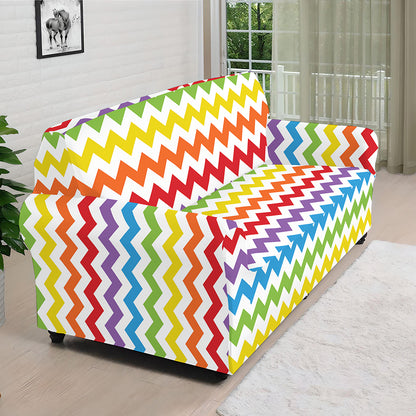 Rainbow Chevron Pattern Print Sofa Cover