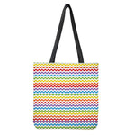 Rainbow Chevron Pattern Print Tote Bag