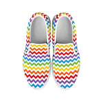Rainbow Chevron Pattern Print White Slip On Shoes