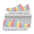 Rainbow Chevron Pattern Print White Running Shoes