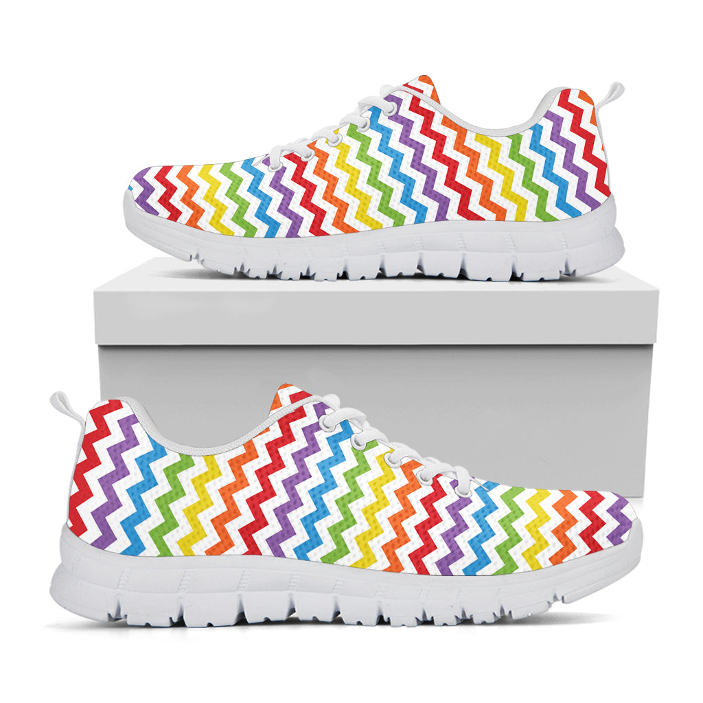Rainbow Chevron Pattern Print White Sneakers