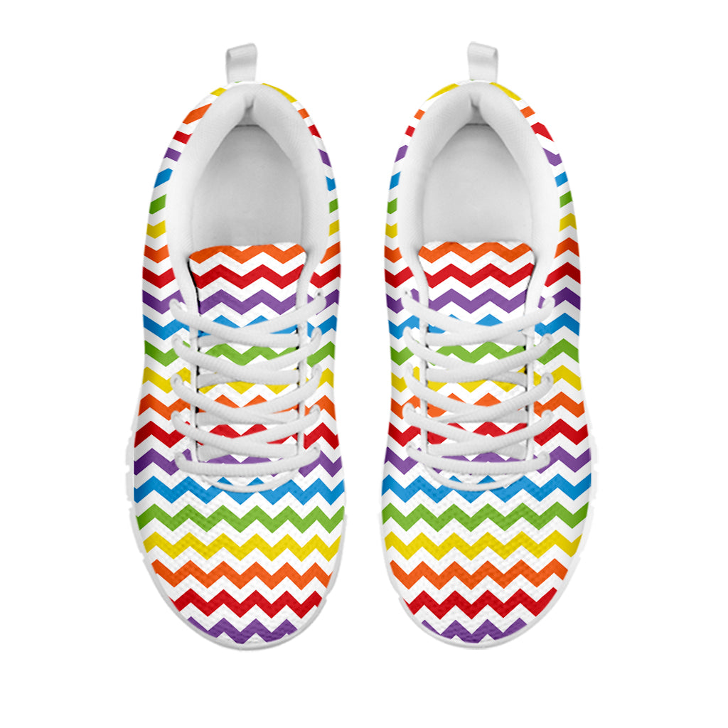 Rainbow Chevron Pattern Print White Sneakers