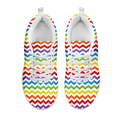 Rainbow Chevron Pattern Print White Sneakers