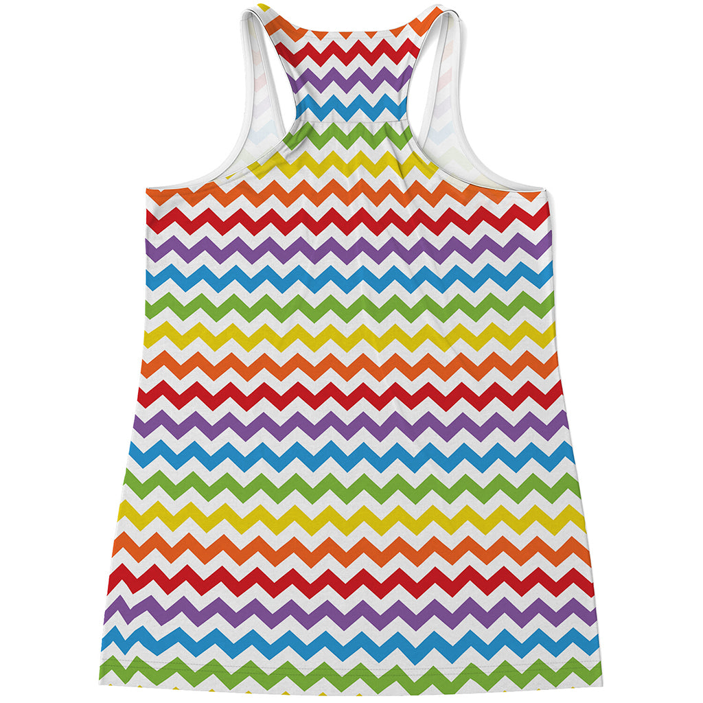 Rainbow Chevron Pattern Print Women's Racerback Tank Top