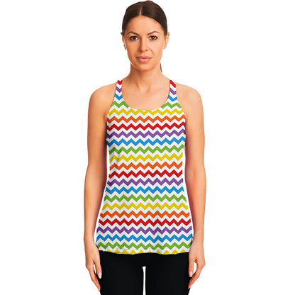 Rainbow Chevron Pattern Print Women's Racerback Tank Top