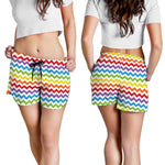 Rainbow Chevron Pattern Print Women's Shorts