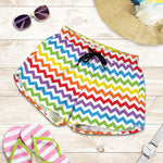 Rainbow Chevron Pattern Print Women's Shorts