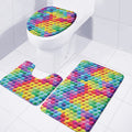 Rainbow Cubes Pattern Print 3 Piece Bath Mat Set