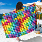 Rainbow Cubes Pattern Print Beach Sarong Wrap