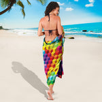 Rainbow Cubes Pattern Print Beach Sarong Wrap