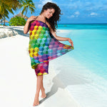 Rainbow Cubes Pattern Print Beach Sarong Wrap