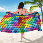 Rainbow Cubes Pattern Print Beach Sarong Wrap