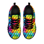 Rainbow Cubes Pattern Print Black Sneakers