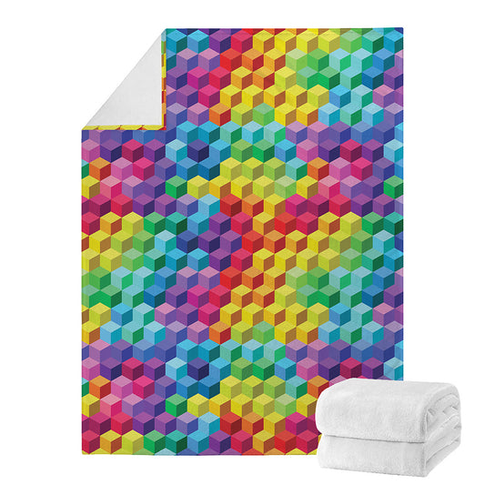 Rainbow Cubes Pattern Print Blanket