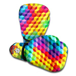 Rainbow Cubes Pattern Print Boxing Gloves