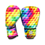 Rainbow Cubes Pattern Print Boxing Gloves