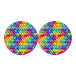 Rainbow Cubes Pattern Print Car Coasters
