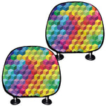 Rainbow Cubes Pattern Print Car Headrest Covers