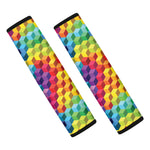 Rainbow Cubes Pattern Print Car Seat Belt Covers
