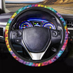 Rainbow Cubes Pattern Print Car Steering Wheel Cover