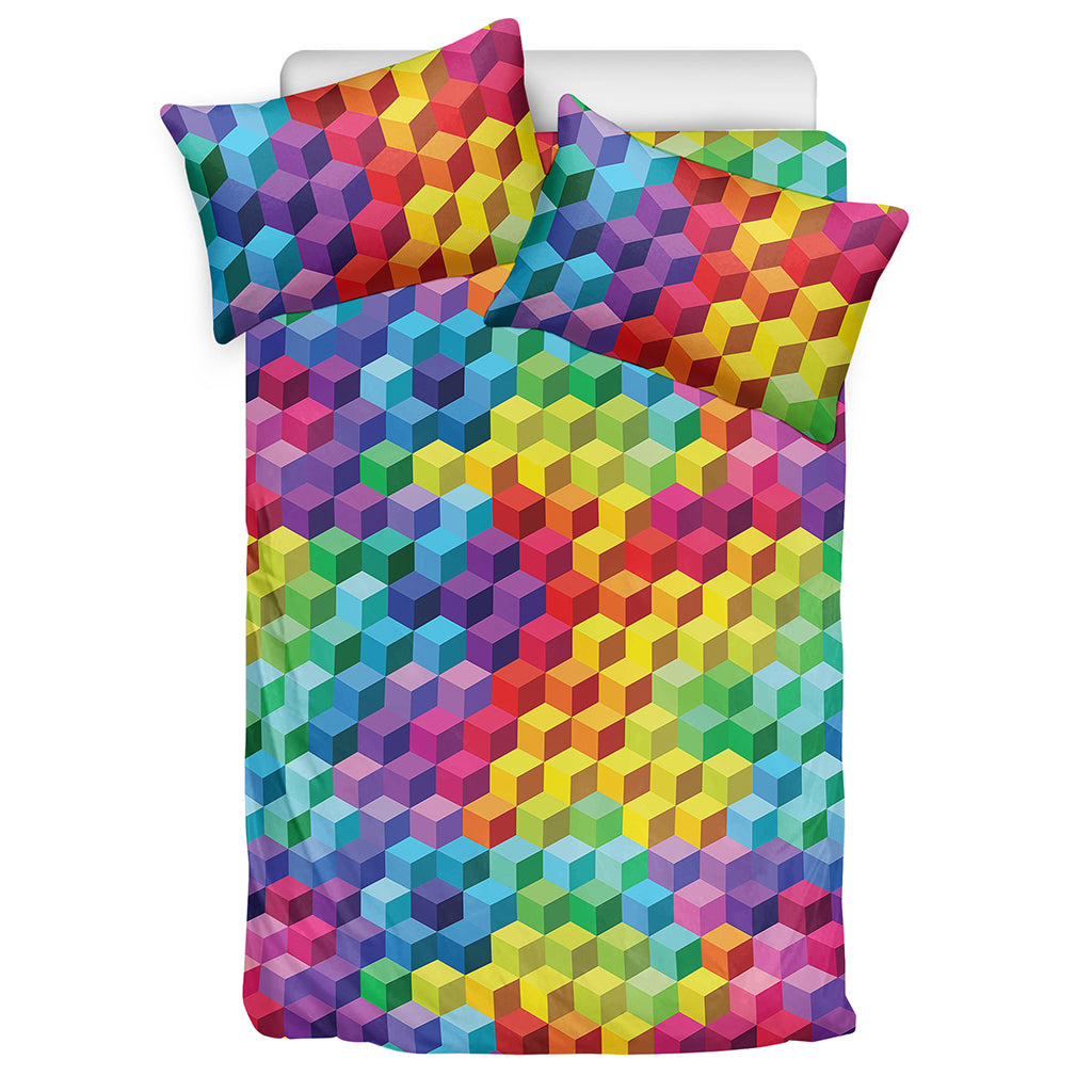 Rainbow Cubes Pattern Print Duvet Cover Bedding Set