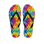 Rainbow Cubes Pattern Print Flip Flops