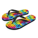 Rainbow Cubes Pattern Print Flip Flops