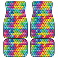 Rainbow Cubes Pattern Print Front and Back Car Floor Mats