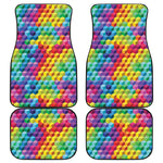 Rainbow Cubes Pattern Print Front and Back Car Floor Mats