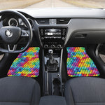 Rainbow Cubes Pattern Print Front and Back Car Floor Mats