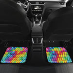 Rainbow Cubes Pattern Print Front and Back Car Floor Mats