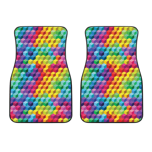 Rainbow Cubes Pattern Print Front Car Floor Mats