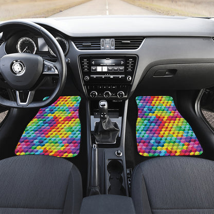Rainbow Cubes Pattern Print Front Car Floor Mats