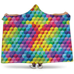 Rainbow Cubes Pattern Print Hooded Blanket