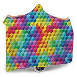Rainbow Cubes Pattern Print Hooded Blanket