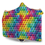 Rainbow Cubes Pattern Print Hooded Blanket