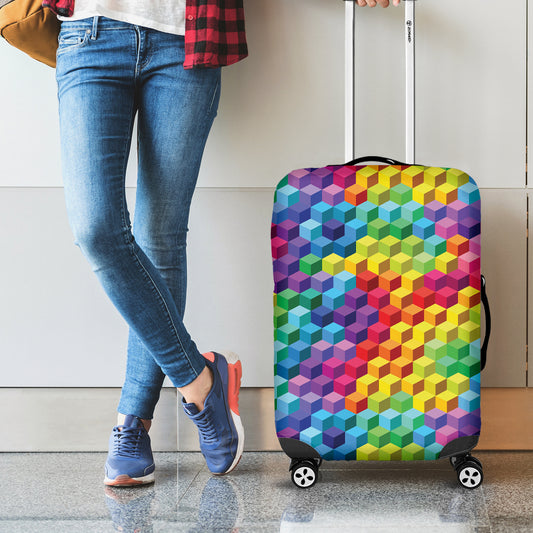 Rainbow Cubes Pattern Print Luggage Cover