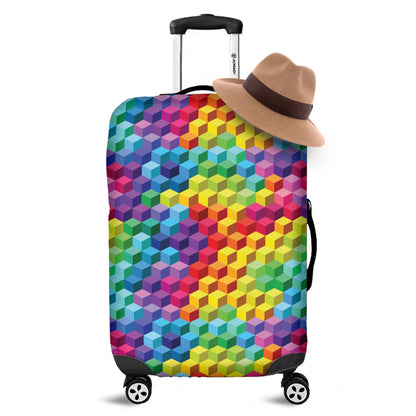 Rainbow Cubes Pattern Print Luggage Cover
